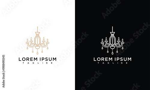 Elegant Chandelier Logo Design in Gold and White