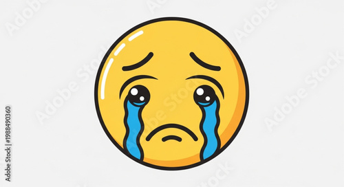 Sad crying emoji face with tears streaming down.