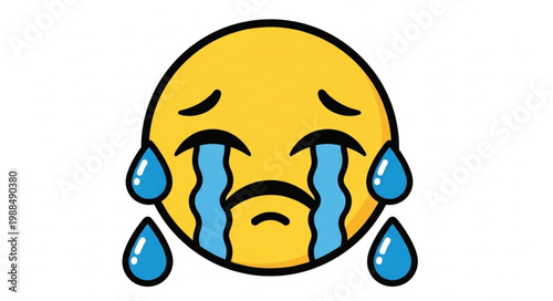 Sad crying emoji face with tears streaming down.