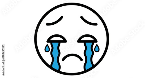 Sad crying face emoji illustration.