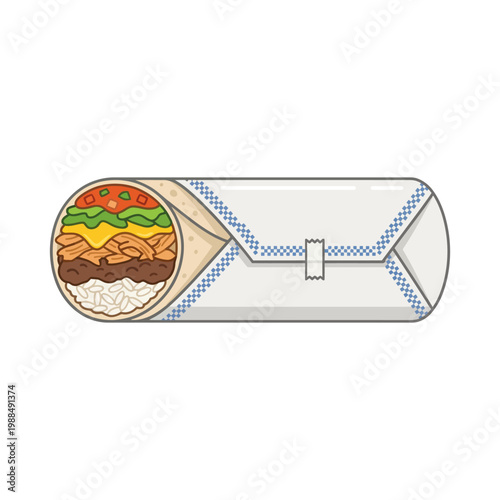 Delicious chicken burrito wrapped in foil