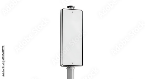 Vertical Rectangular Metal Street Sign Mounted On Pole For Urban Information And Traffic Direction Notification White Background