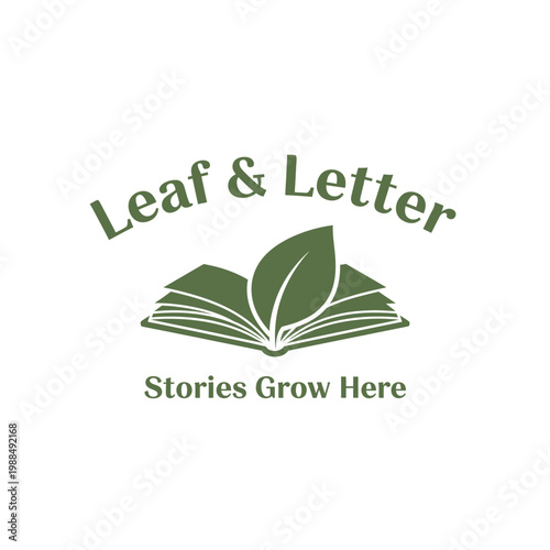 Leaf on open book logo.