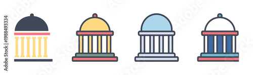 Government building icon set multiple style vector illustration