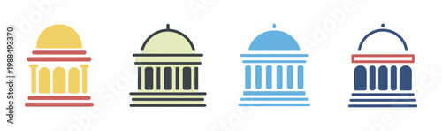 Government building icon set multiple style vector illustration