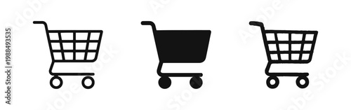 Shopping Cart Icon Set for E-commerce and Retail in Three Styles