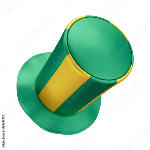 3D Asset - Green and Yellow Top Hat Brazilian Fan with Isolated Background