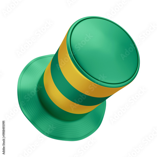 3D Asset - Green and Yellow Top Hat Brazilian Fan with Isolated Background