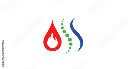 Abstract spine health logo with fire and water symbols