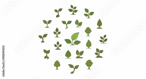 Plant Icon EPS10 Vector Set Botanical Leaf Nature Illustration Collection