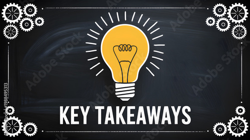 A lightbulb with the words KEY TAKEAWAYS written below it on a transparent background