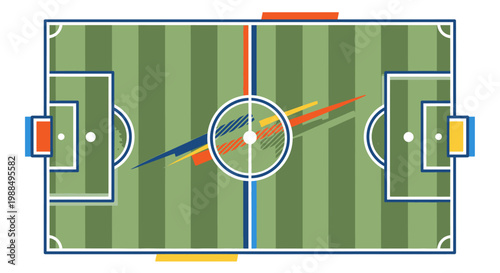 Soccer field with tactical player positions.
