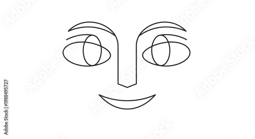 A minimalist line drawing of a smiling face.
