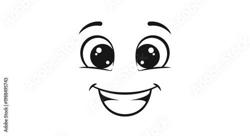 A cheerful cartoon face with a wide smile.