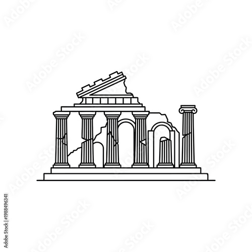 Ancient Greek Ruins with Columns.