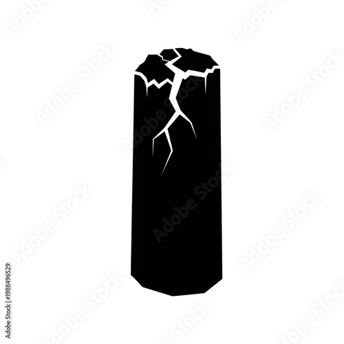 Black silhouette of a cracked pillar on a white background.