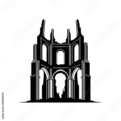 Black silhouette of old cathedral.