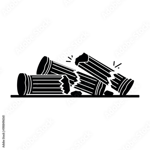 Broken Pillars Icon Representing Failure or Collapse.