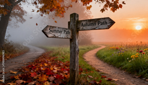 Decision point concept, forked road with two directions