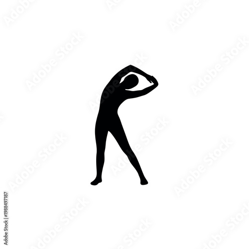 Silhouette of a person stretching and exercising.