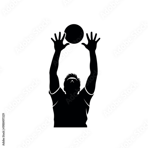 Silhouette of a Volleyball Player Jumping to Spike the Ball.
