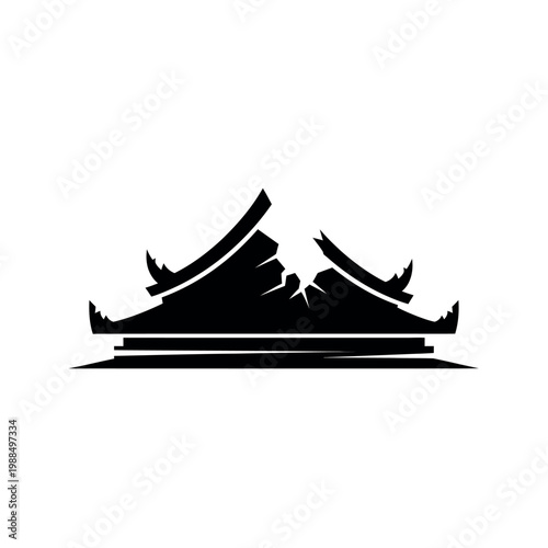 Silhouette of a Traditional Asian Temple Roof.