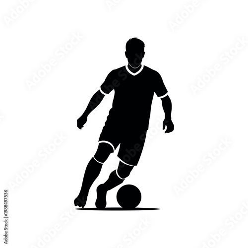 Soccer Player Kicking a Ball Silhouette.