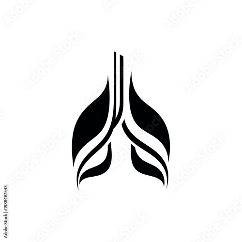 Stylized Lungs Icon with Organic Leaf Elements.