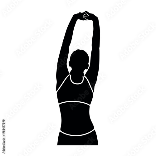 Woman in yoga pose silhouette.