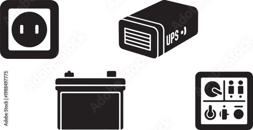 Minimalist black of electronics and power symbols black minimalist electronics