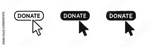 Donate Button with Mouse Cursor Click Icon Set