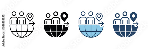 Migration flow icon set multiple style vector illustration