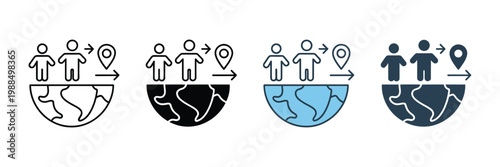 Foto Migration flow icon set multiple style vector illustration