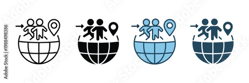 Migration flow icon set multiple style vector illustration