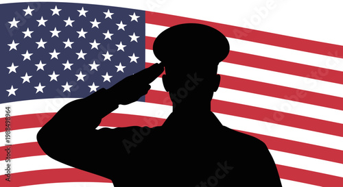 Armed Forces salute on a patriotic Day with national flag