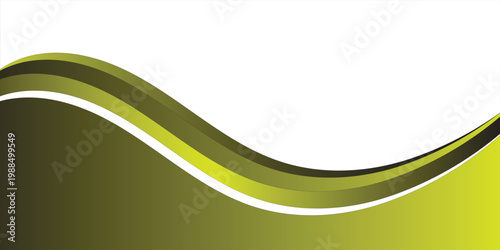 Abstract Olive Green and Yellow Background with Elegant Wavy Layers and Modern Minimalist Curves