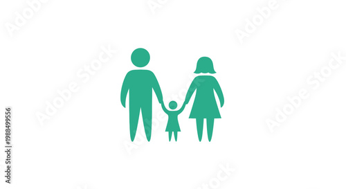 A family of three holding hands.