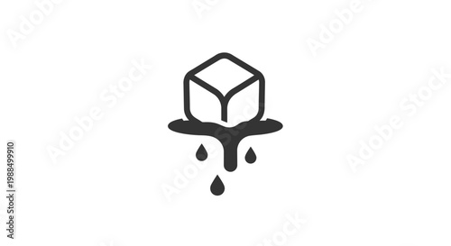 Melting ice cube graphic symbol.