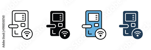 Room key card icon set multiple style vector illustration