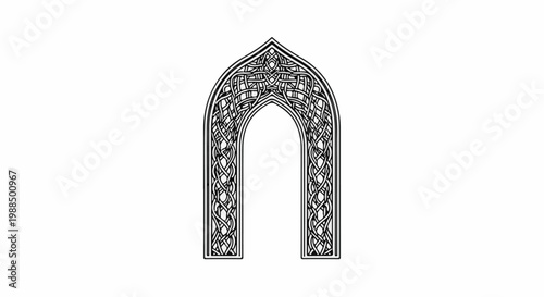 Ornate gothic archway with intricate Celtic knotwork patterns
