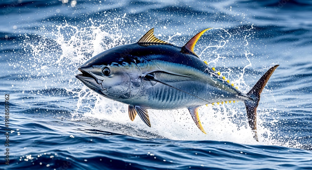 Obraz premium World tuna day majestic bluefin tuna swimming in ocean depths may 2nd