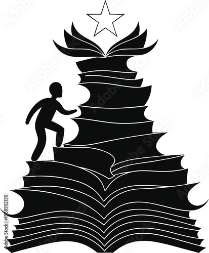 Vector illustration of girl woman and man silhouettes with Christmas tree holiday celebration design and winter festive decoration elements