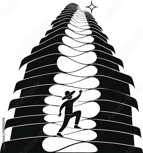 Black and white Christmas tree silhouette with glowing light bulb energy power and electricity concept design illustration