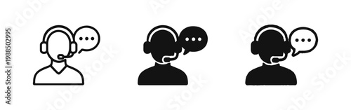 Customer Service Representative Icon Set for Support and Call Center Service