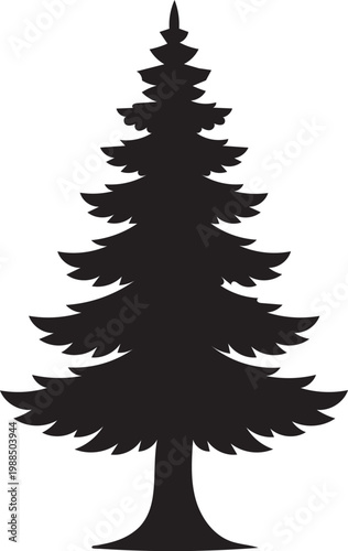 Pine Tree Silhouette with Conical Shape