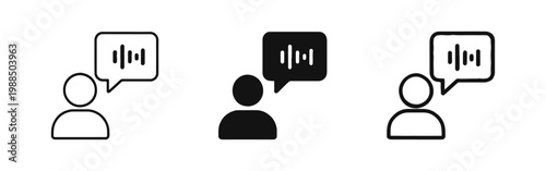Audio message and voice recording icon set