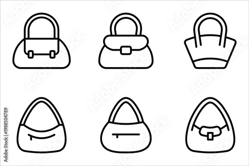 handbag icon set. women bag sign, vector illustration on white background