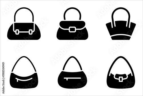 handbag icon set. women bag sign, vector illustration on white background