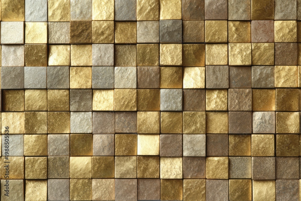 Fototapeta premium Golden Tile Grid Seamless Pattern Elegant Metallic Background