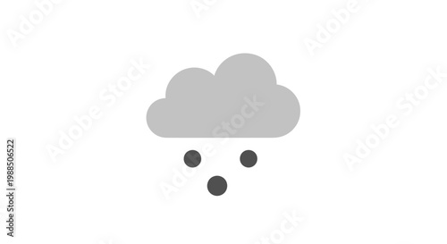 A simple gray cloud with raindrops.